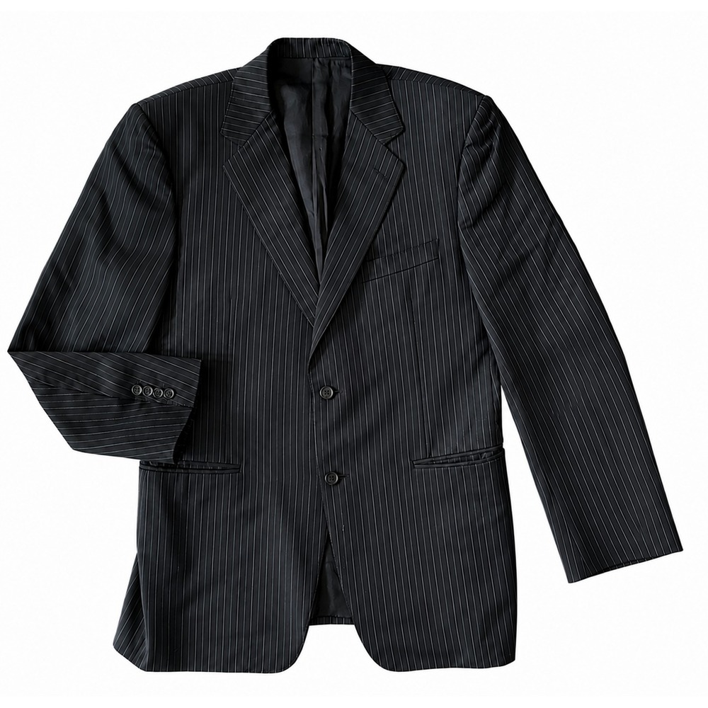 Canali Sport Coat Men 42R Black Gray Pinstripe Super 120s Wool Blazer IT 52R